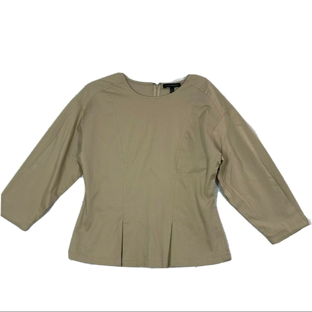 Banana Republic Long Sleeve Structured Peplum Top, XS